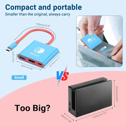 Switch Portable Type-C Docking Station – HDMI & USB 3.0 Hub, Compact Travel & Gaming Adapter