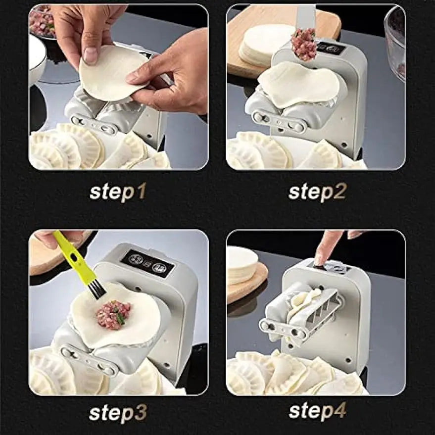 Automatic Electric Dumpling Machine - Home Kitchen Dumpling Maker with Rapid Prototyping Mold, Spoon, and Brush