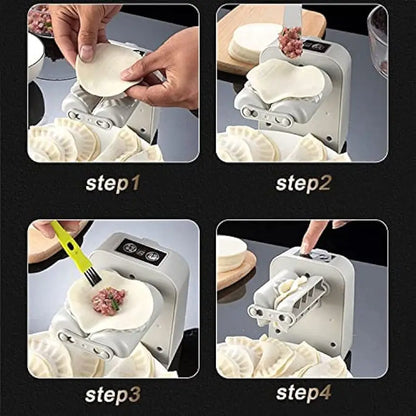 Automatic Electric Dumpling Machine - Home Kitchen Dumpling Maker with Rapid Prototyping Mold, Spoon, and Brush