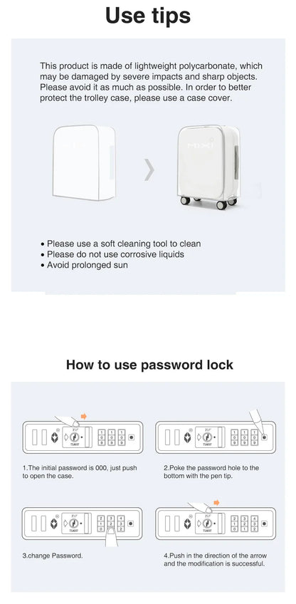 Mixi Aluminum Frame Carry-On Suitcase — Patent Design Rolling Luggage for Cabin, 18/20/24 Inch M9260