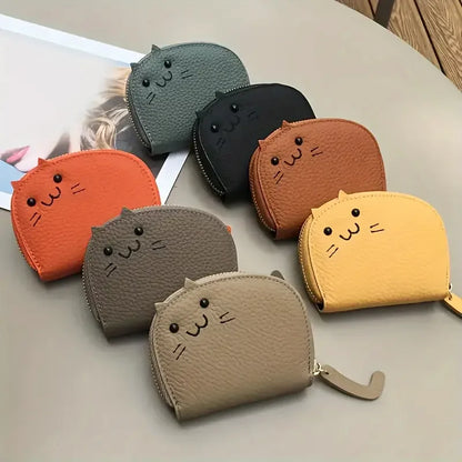 Cartoon Cat-Shaped Women’s Wallet – Multi-Card Slots, Cute Faux Leather Coin Purse & Creative ID Card Holder