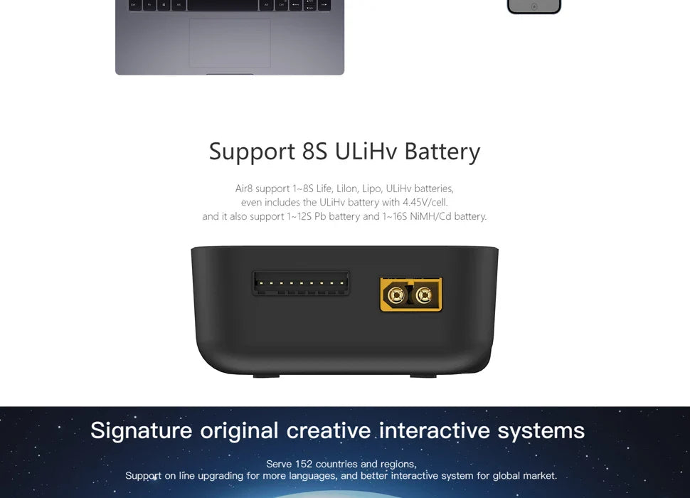 New ISDT Air8 Lipo Power Balance Battery Charger – 20A 500W DC, 1-8S Li-Po, Li-Hv, Li-Ion, Li-Fe, NiMH, Ni-Cd, Pb Discharger