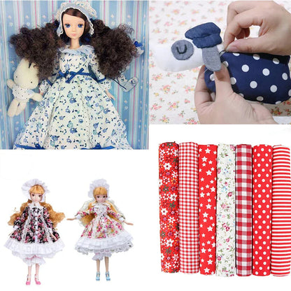 7-Piece 50x50cm Cotton Patchwork Fabric Set – Handmade Sewing Quilting Cloth for Needlework & DIY Crafts