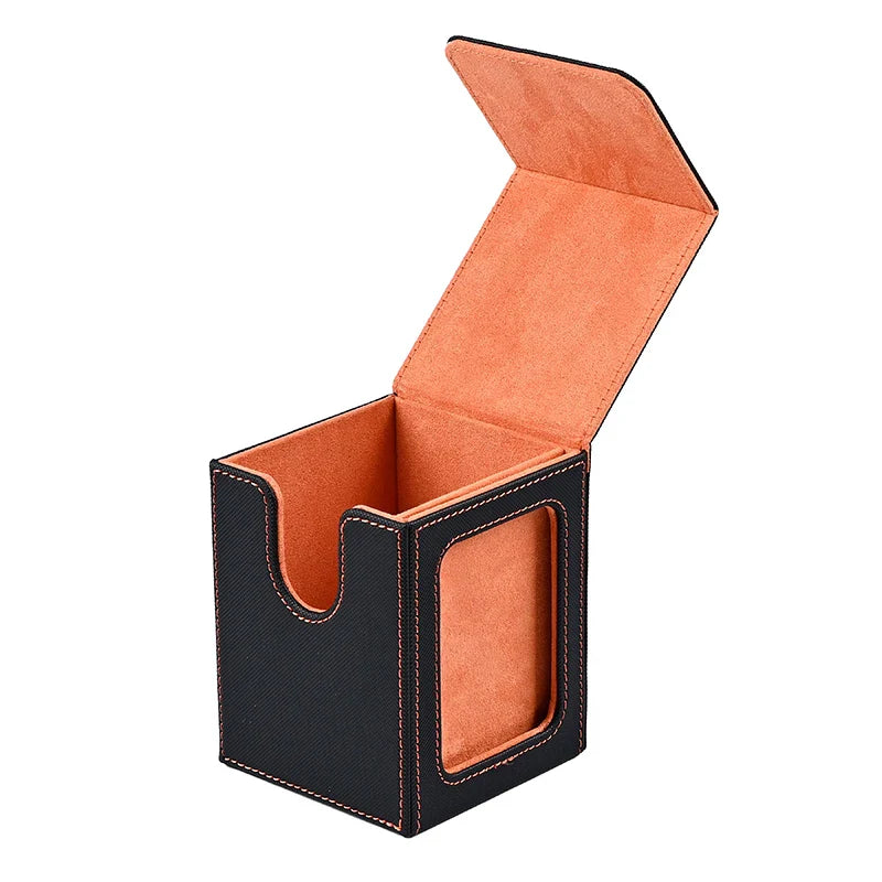 MTG Card Deck Box with Display Window – Magnetic PU Leather Storage for 120+ Single-Sleeved Trading Cards