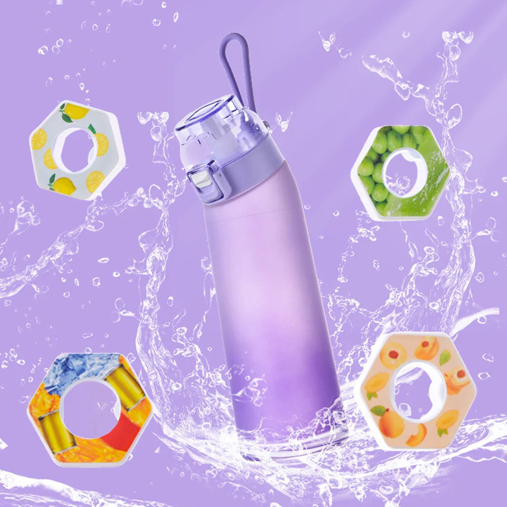 650ML Scented Water Bottle , 7 Flavor Pods - Leak-Proof Air Water Bottle for Travel, Climbing and Hiking