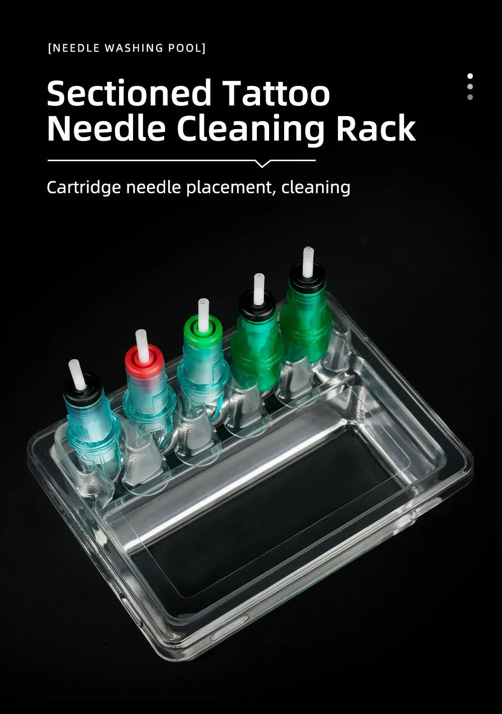 20PCS Tattoo Cartridge Needle Holders — Transparent Disposable Trays for Cleaning & Working Cups
