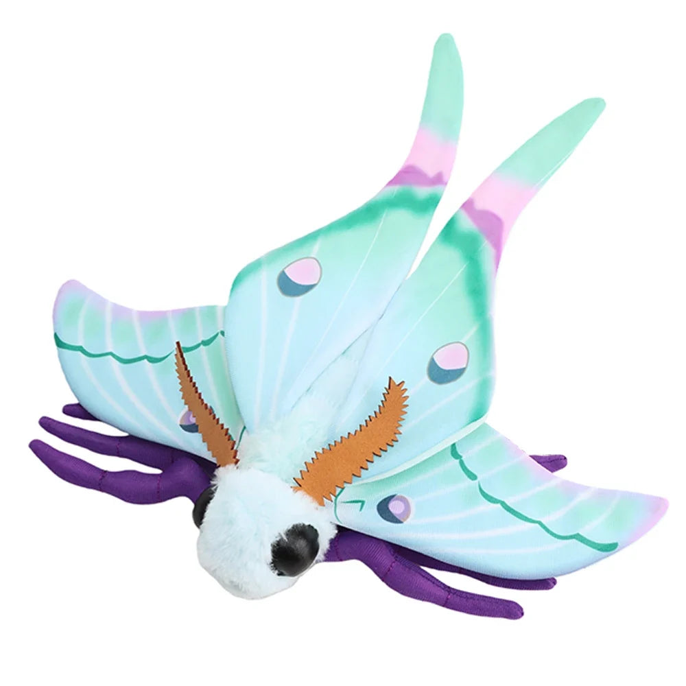 Rosy Maple Moth Plush Toy - Cute Lifelike Silkworm and Luna Moth Stuffed Insect Toy for Kids