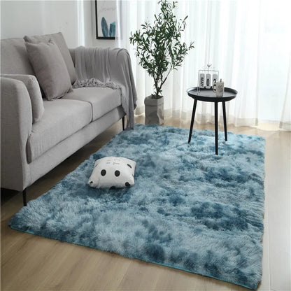 VIKAMA Tie-Dyed Fluffy Rug – Soft Plush Carpet for Living Room, Bedroom, Kids’ Playroom & Bedside