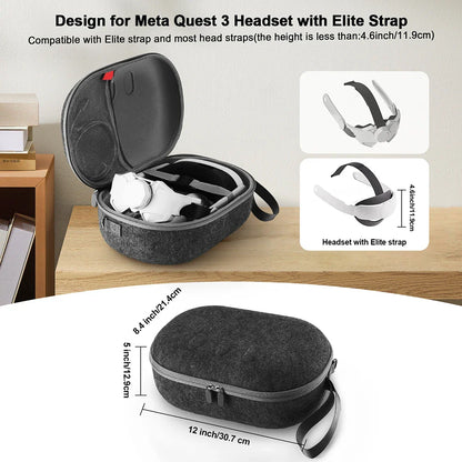 Portable Carrying Case for Meta Quest 3 - Travel-Sized VR Storage Bag with Larger Capacity, Protective EVA Material for Quest 3 Accessories