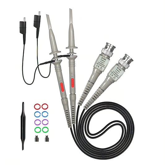P6100 BNC Oscilloscope Probe Kit – 100MHz 1X/10X High Precision Probes with Alligator Clips & Test Leads