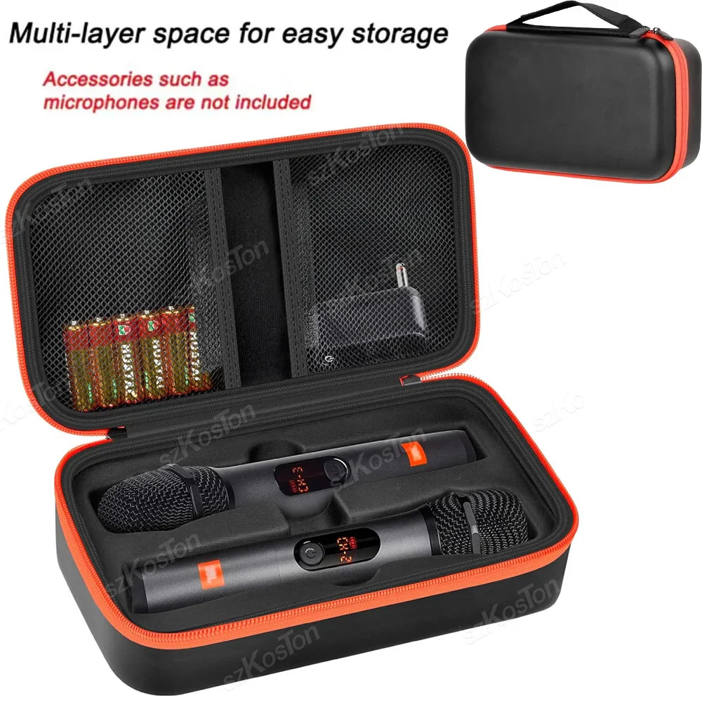Portable EVA Wireless Microphone Carrying Case – Compatible with JBL Dual Mic System for Travel, Camping & Trips