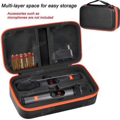 Portable EVA Wireless Microphone Carrying Case – Compatible with JBL Dual Mic System for Travel, Camping & Trips
