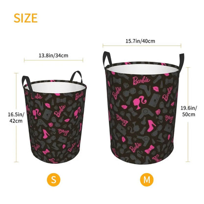 Custom Barbie Logo Laundry Basket – Collapsible Large Capacity Clothes Storage Bin, Disney Baby Hamper