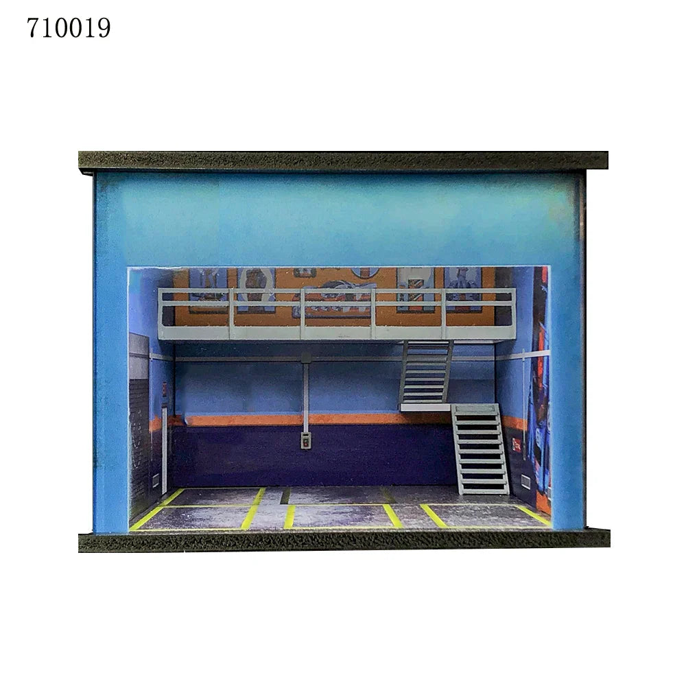 GFans 1:64 Scale Diorama Car Garage Model – LED Lighted Parking Lot DIY City Set for Collection & Display Gifts