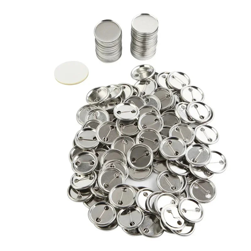 100 Sets Round Badge Pin Button Maker Machine - 25/32/37/44/58MM, DIY Punch Press Machine, Manual Badge Parts Consumables
