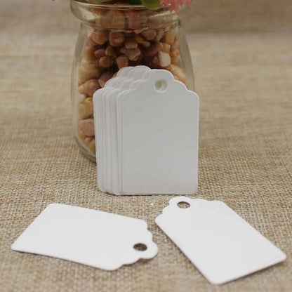 100pcs Black & Kraft Paper Gift Tags – 5×3cm Rectangular Heart Hollow Labels with 100 Hemp Strings for Hand Drawn or DIY Gift Tags