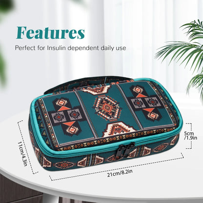 Large Portable Insulin Cooler Bag – Lightweight Boho Flower Print Travel & Outdoor Camping Medical Cooler