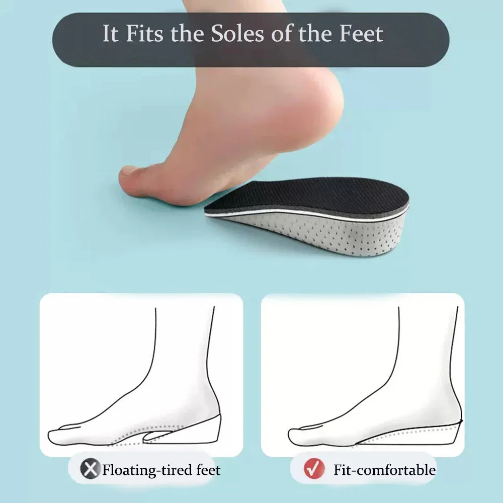 2-4cm Memory Foam Insoles – Height Increase Templates for Men, Breathable & Sweat-Absorbent, Running Shoe Accessories