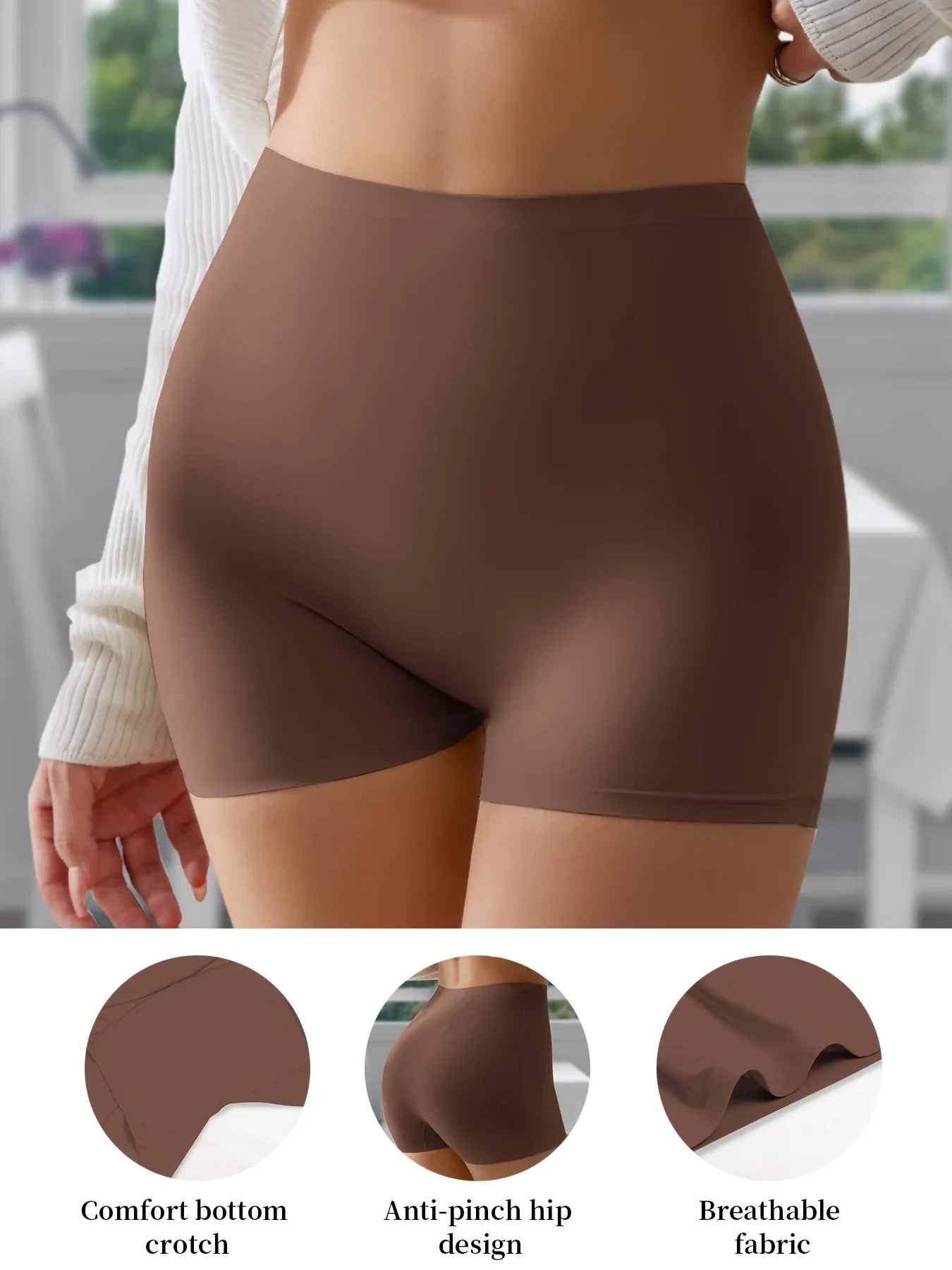 Seamless Ice Silk Biker Shorts - Women’s Stretchy Yoga Leggings Boxer Style Sports Shorts for Everyday Comfort