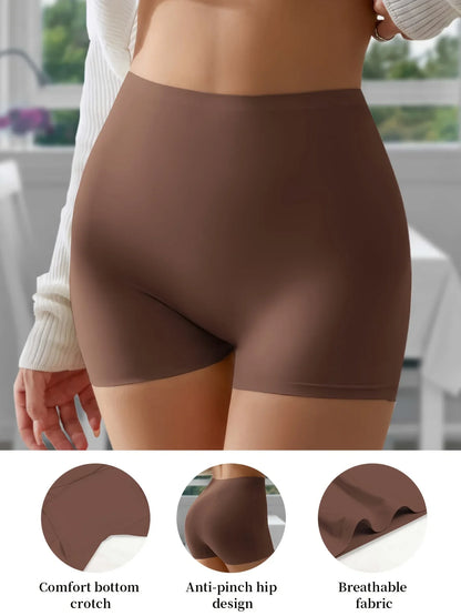 Seamless Ice Silk Biker Shorts - Women’s Stretchy Yoga Leggings Boxer Style Sports Shorts for Everyday Comfort