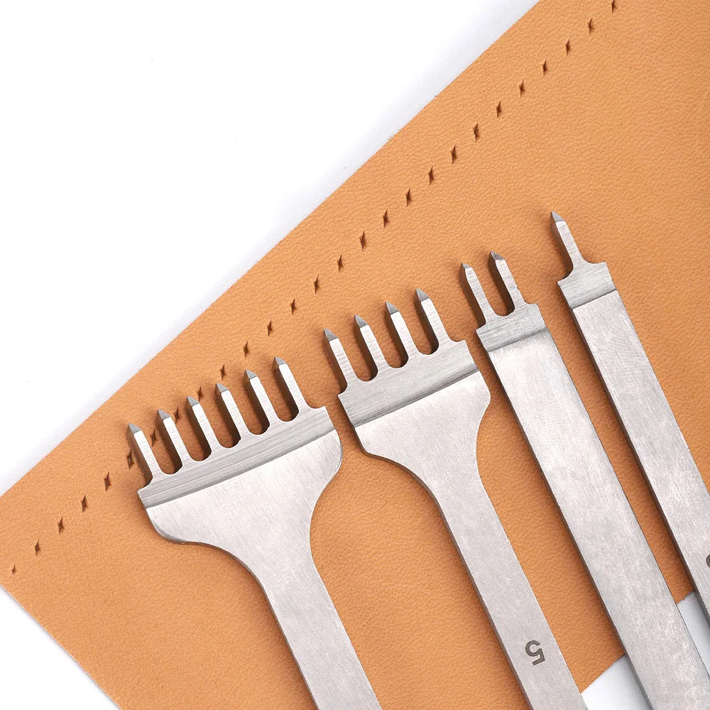 WUTA Leather Chisel Tool – Diamond Pricking Iron with 3/4/5/6mm Hole Punch for Stitching & Leathercraft