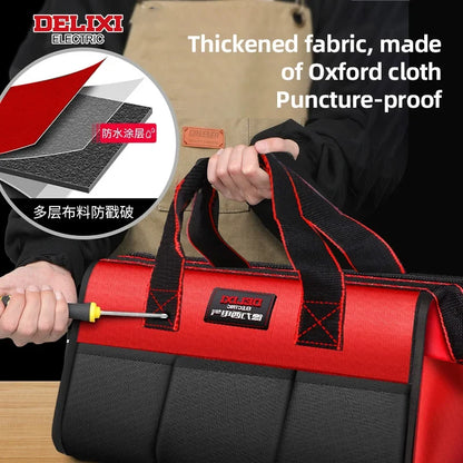 DELIXI ELECTRIC Tool Bag - 13/14-Inch Wide-Mouth Multi-Pocket Zipper Organizer