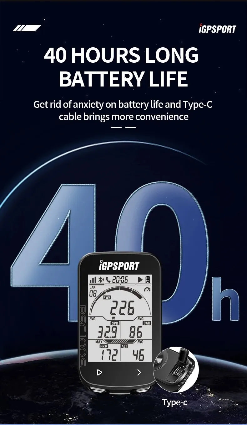 IGPSPORT BSC100S GPS Bike Computer — Wireless Speedometer, Digital Stopwatch & Cycling Odometer
