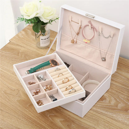 Large Capacity Jewelry Storage Box – Multi-Compartment Organizer for Rings, Necklaces & Earrings