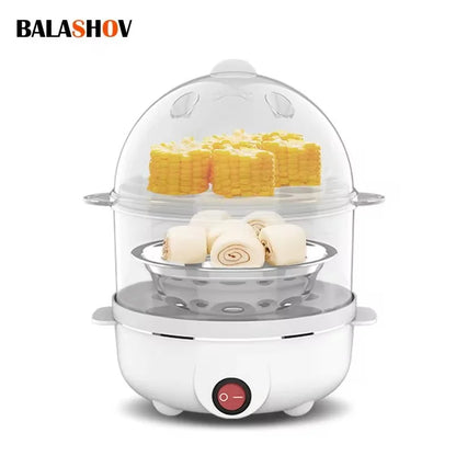 220V Multifunctional Electric Egg Boiler - Double Layer Egg Cooker and Mini Steamer for Kitchen Breakfast