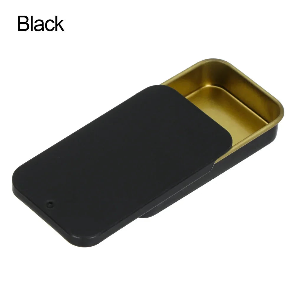 Metal Rectangular Mini Tin Box – Hinged Push-Top Candy, Pill & Small Storage Container