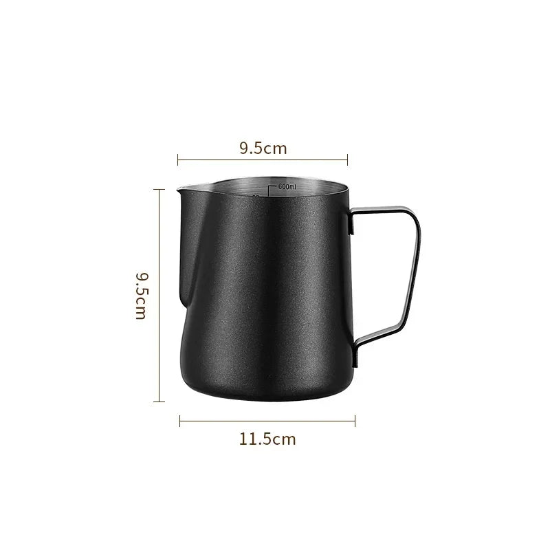 304 Stainless Steel Milk Frothing Pitcher with Measurement Scale – Barista Espresso Coffee Latte Art Jug for Café & Kitchen