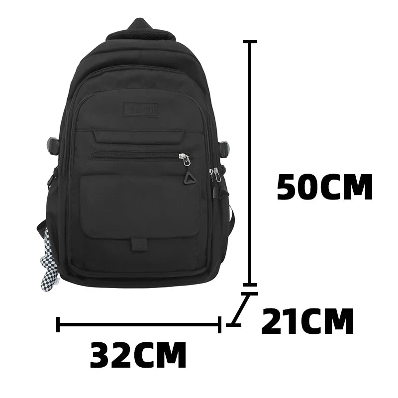 2023 Simple Solid Color Student Bag - Large Capacity Canvas Schoolbag for Youth, Fashionable Travel Backpack