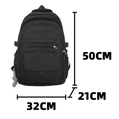 2023 Simple Solid Color Student Bag - Large Capacity Canvas Schoolbag for Youth, Fashionable Travel Backpack