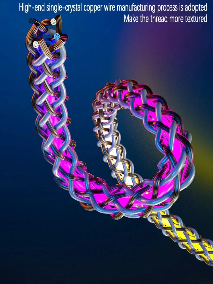 6A RGB 3-in-1 Fast Charging Cable – Colorful Breathing Light USB Data Cord for Car & Universal Use