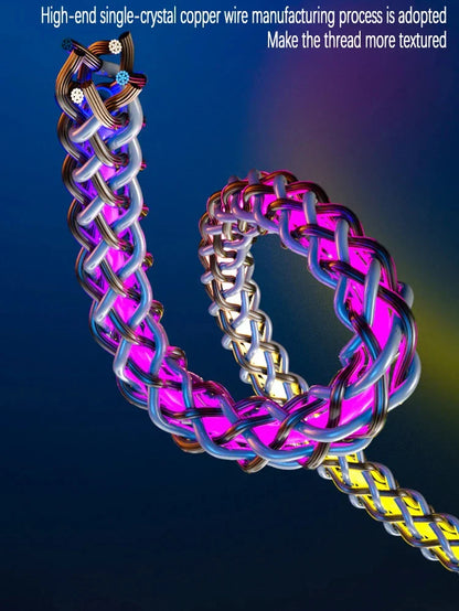 6A RGB 3-in-1 Fast Charging Cable – Colorful Breathing Light USB Data Cord for Car & Universal Use