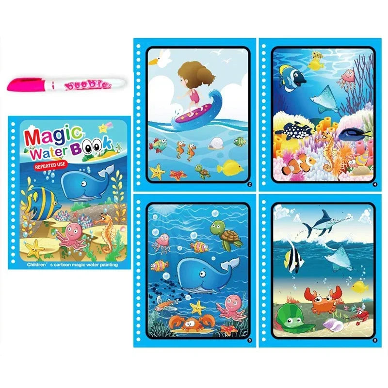 Children's Early Education Magical Water Drawing Book – Reusable Coloring Book with Pen, Creative Educational Toy Gift