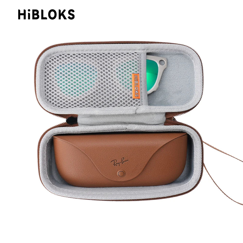 HIBLOKS Portable Glasses Bag — Anti-Fall Soft Case for Ray-Ban Meta Wayfarer RW4008/RW4006/RW4012 Skyler & Headliner (GEN1 & GEN2)
