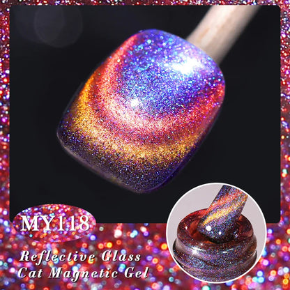 BORN PRETTY Cat Magnetic Gel Nail Polish 117 Colors 10ml Full Coverage Semi-Permanent Soak-Off Nail Varnish for Salon Manicure Glitter Cat Eye Nails