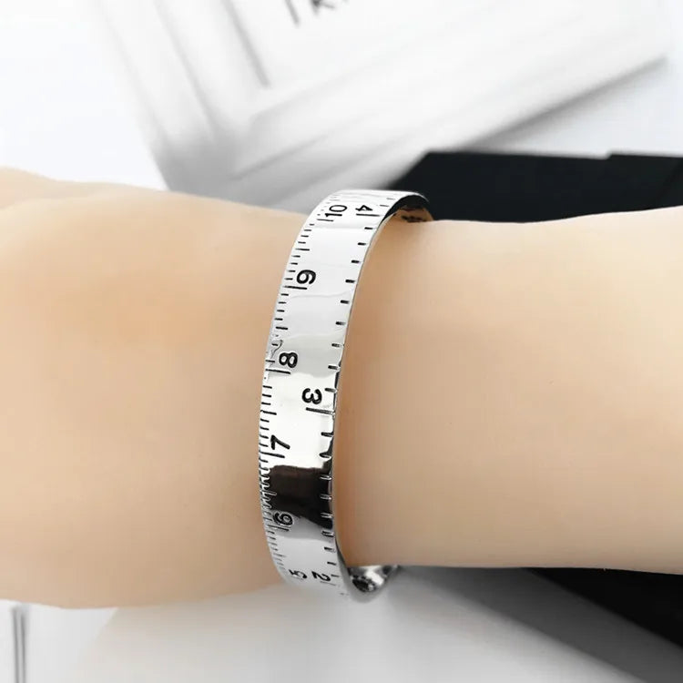 925 Sterling Silver Ruler Bracelet — Creative Footprint Roman Numeral Bangle TYB120