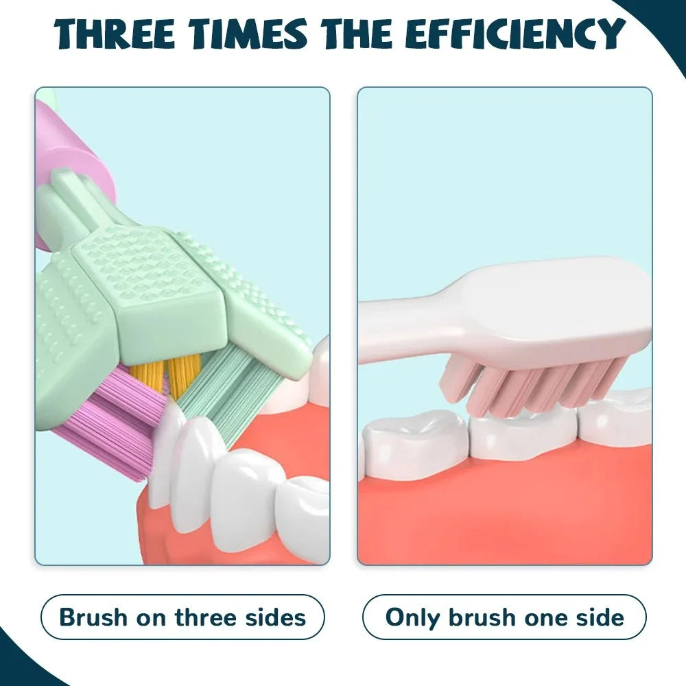 3D Stereo Three-Sided Toothbrush - Ultra Fine Soft Hair, Adult Toothbrush with Tongue Scraper for Deep Cleaning, Oral Care Teeth Brush