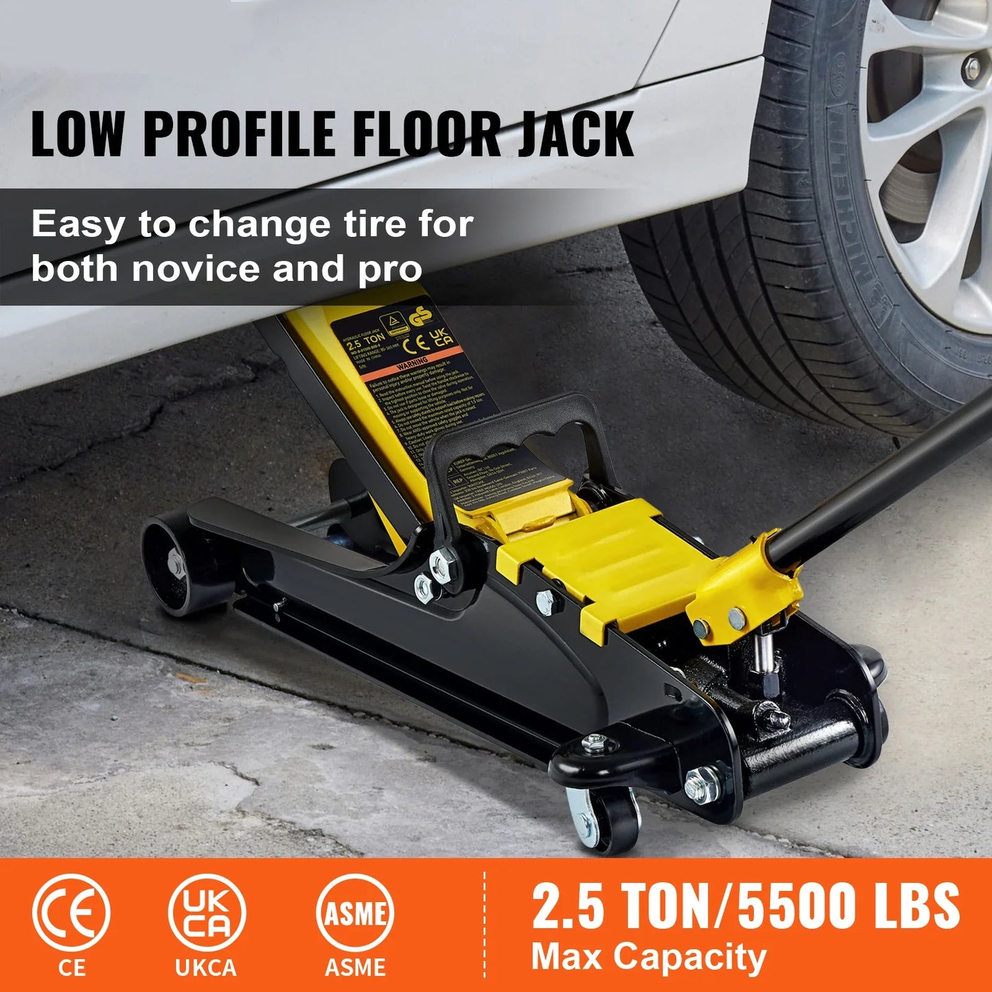 SucceBuy 2.5T Floor Hydraulic Jack – Low Profile Pneumatic Steel Floor Jack with Single Piston Lift Pump