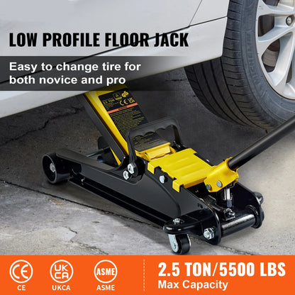 SucceBuy 2.5T Floor Hydraulic Jack – Low Profile Pneumatic Steel Floor Jack with Single Piston Lift Pump