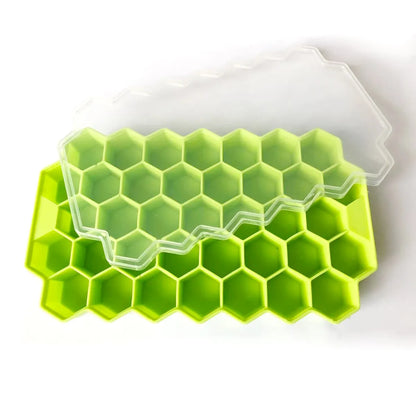 Honeycomb 37-Lattice Cube Tray Maker with Lid - DIY Ice Mold for Refreshing Beverages