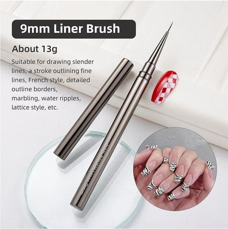 Nail Art Liner Brushes for Striping & Drawing – 6 to 25mm Design Pens, Professional Manicure Tools