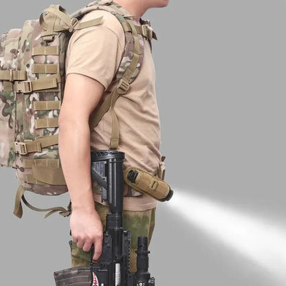 Tactical Hunting Molle Nylon Flashlight Pouch: 360° Rotatable Cover Holster for Outdoor Torch - Portable Lighting Accessory