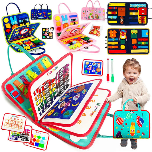 Montessori Busy Board for Toddlers – Sensory Toy for Preschool Learning & Fine Motor Skills, Travel Activities for Boys