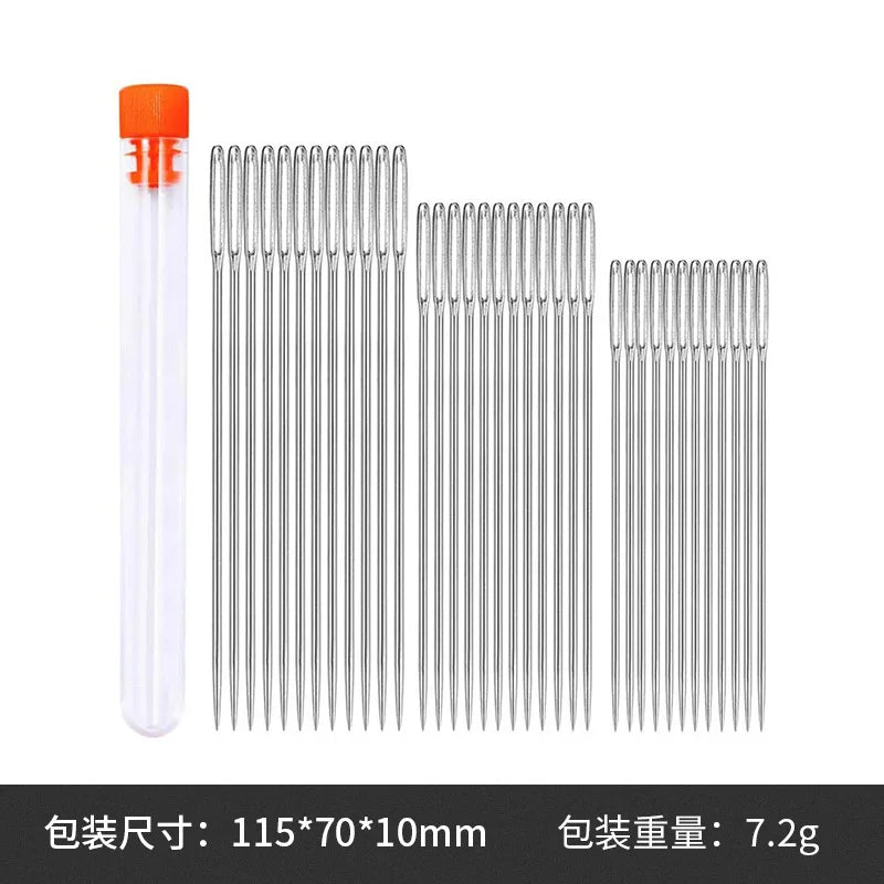 Large Eye Sewing Needles Set – Stainless Steel Hand Stitching & Leather Craft Needles for Knitting, Embroidery & DIY Sewing Tools