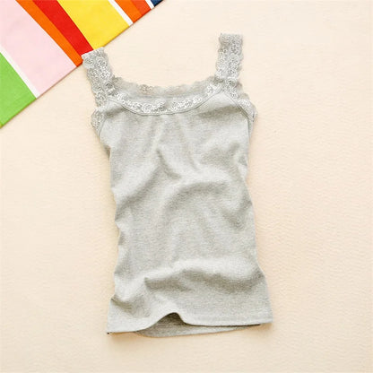 Women’s Summer Bodycon Sleeveless Tank Top – Sexy Lace Patchwork Slim Fit Camisole Vest Casual Fashion Tee Top