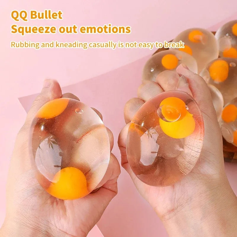 Yolk Balls Splat Squishy Toy – Clear Egg Yolk Stress Relief Fun for Kids & Adults