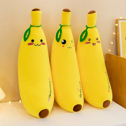 Banana Long Throw Pillow – Cute Super Soft Plush Leg Hug Doll for Bed, Perfect Girl Plush Toy